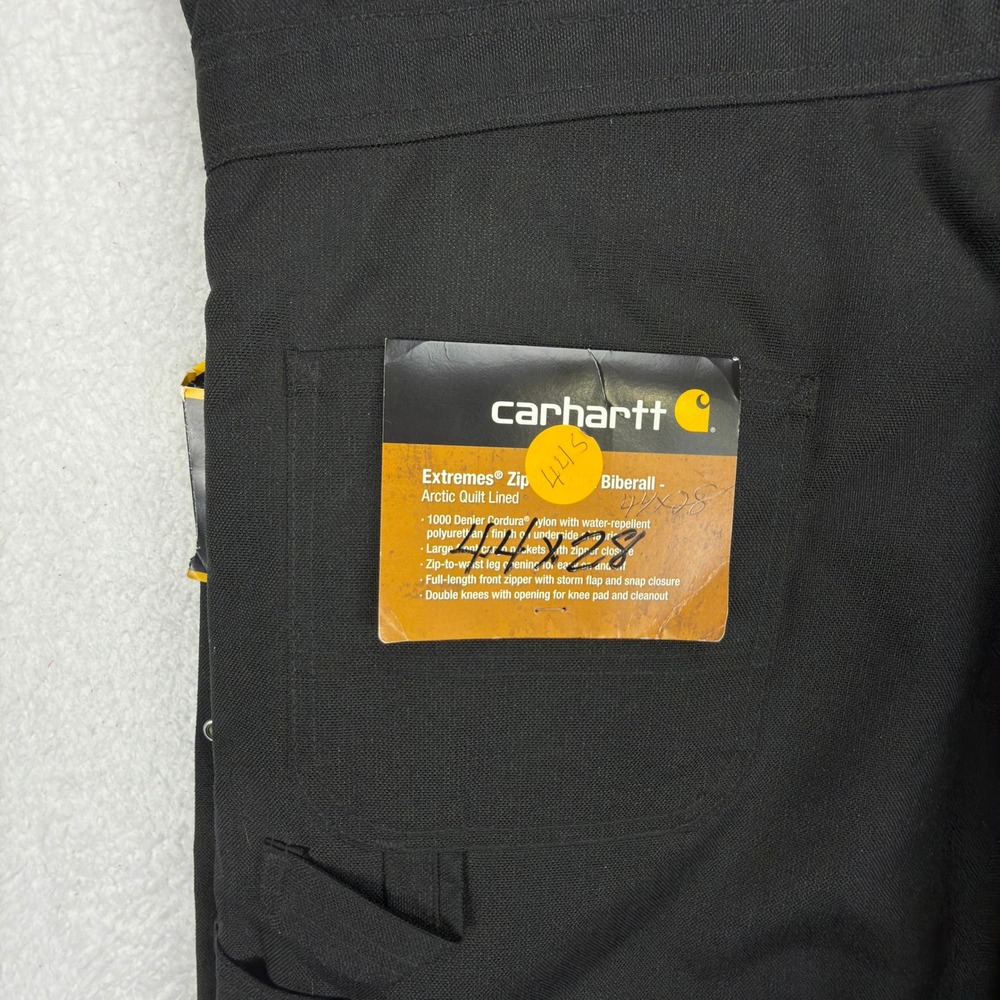 Carhartt Yukon Zip-To-Waist Bibs‎ Overalls Mens 44x28 R33 BLK Black NWT NOS